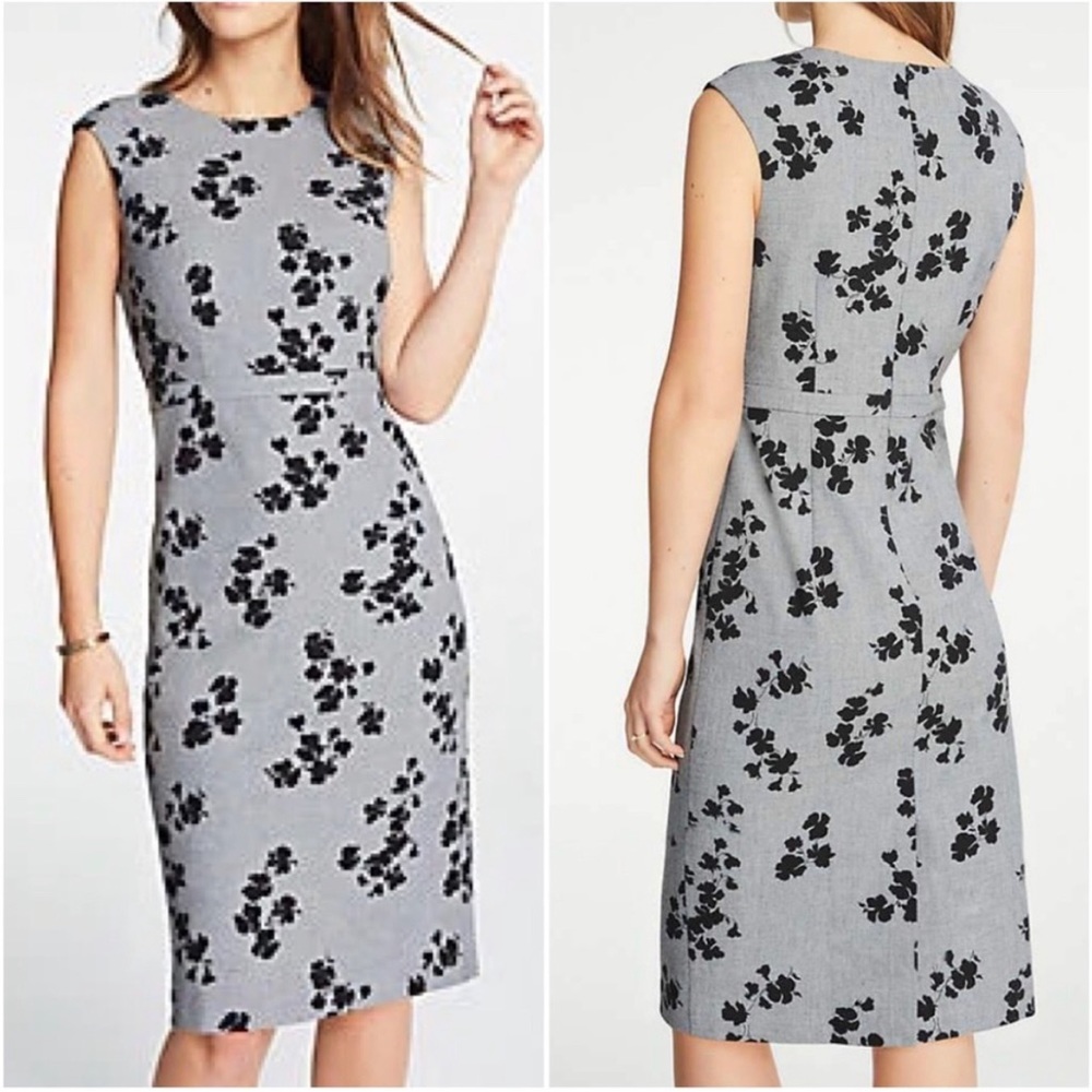 ANN TAYLOR Floral Cap Sleeve Sheath Dress